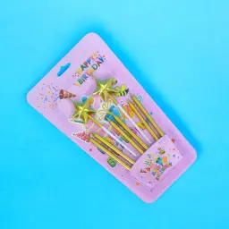 Stars Cake Candles Gold 0138